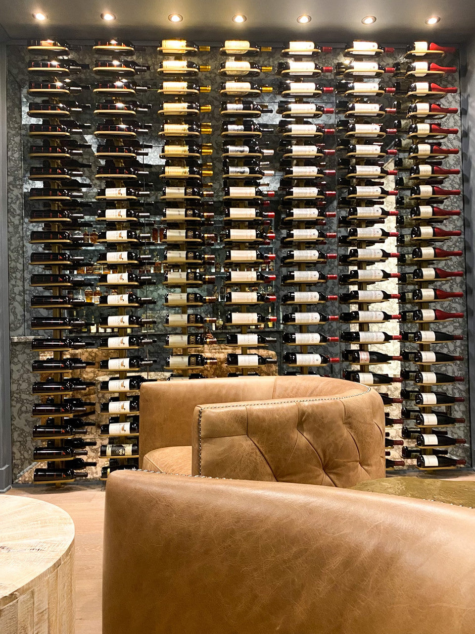 Urban Ironcraft Floor to Wall Wine Racks - Double Bottle Label Facing Pillar Series