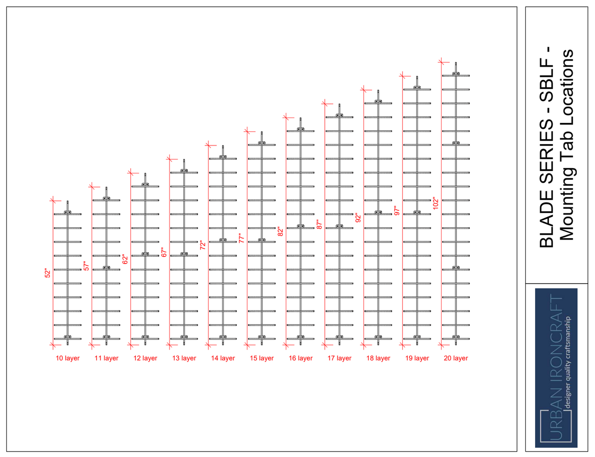 Urban Ironcraft Wall Mounted Wine Racks - Single Bottle Label Facing Blade Series - 12 Bottle