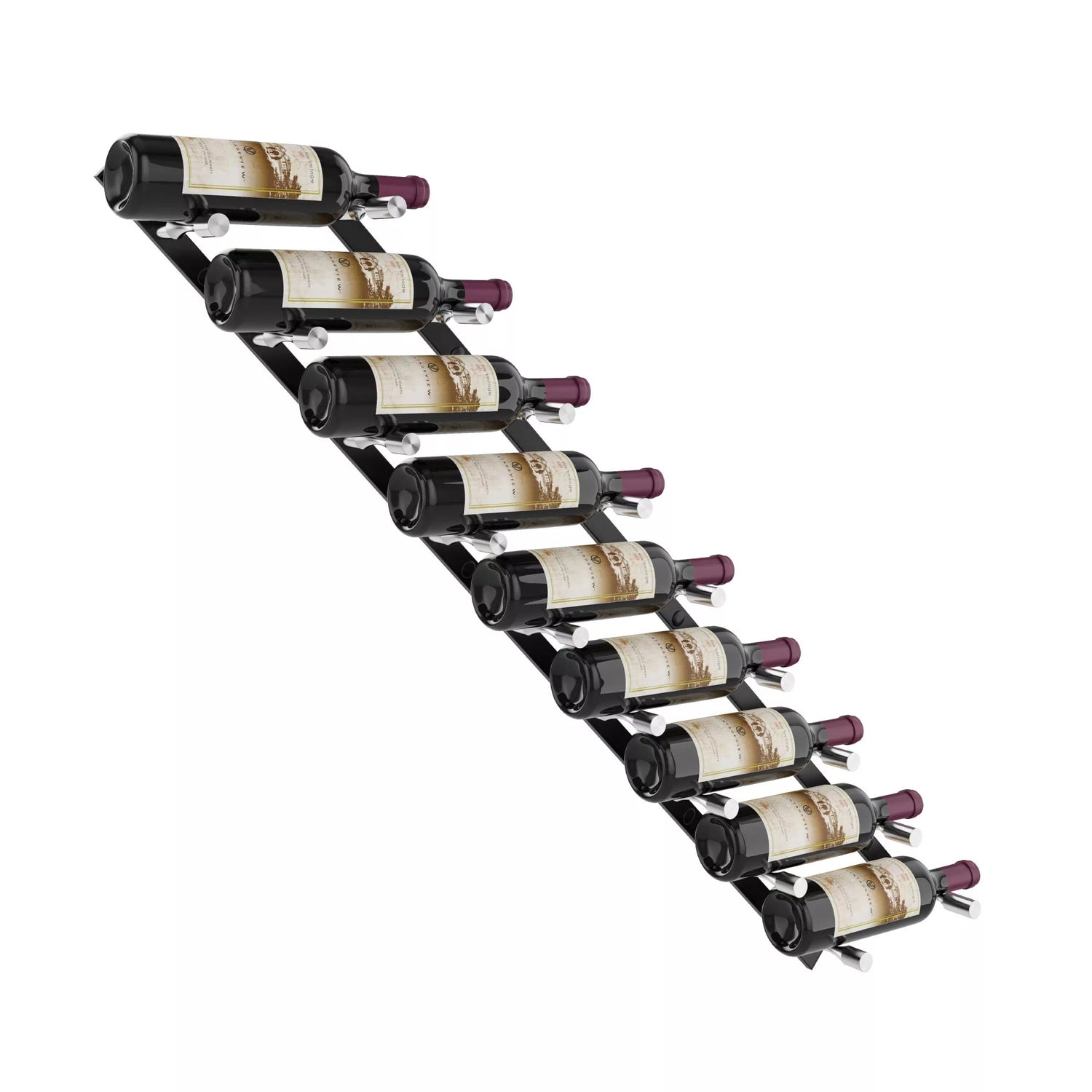 VintageView Vino Pins Flex Mag 45 Wall Mounted Metal Wine Rack System (9 to 18 1.5L bottles)