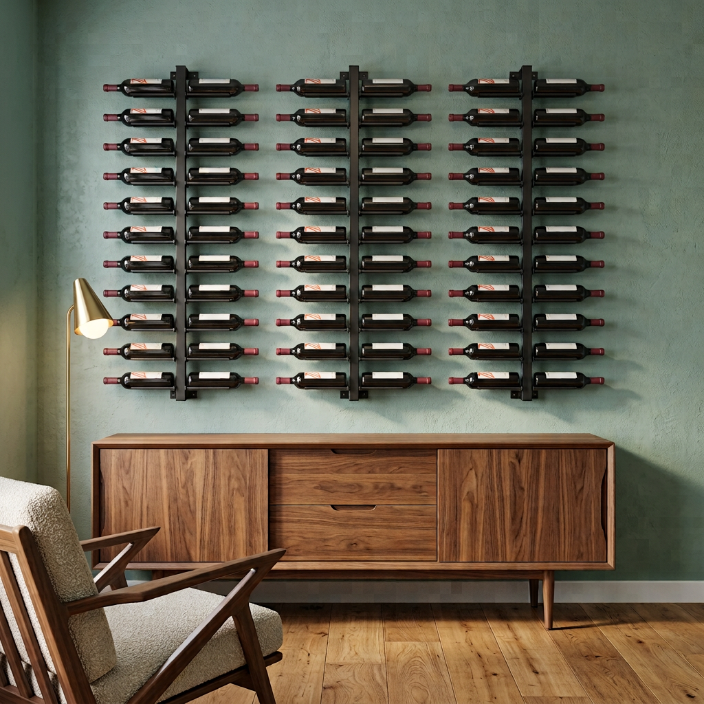 VintageView Vino Rails Wall Mounted Wine Rack Post Kit — 24 Bottle Cork-Forward Display