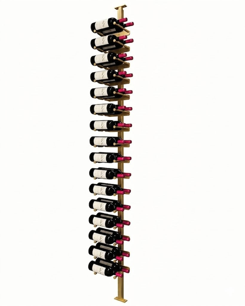 Kessick Somm Single Pole Label Forward Ceiling Mounted Wine Rack Double Deep Gold Pole