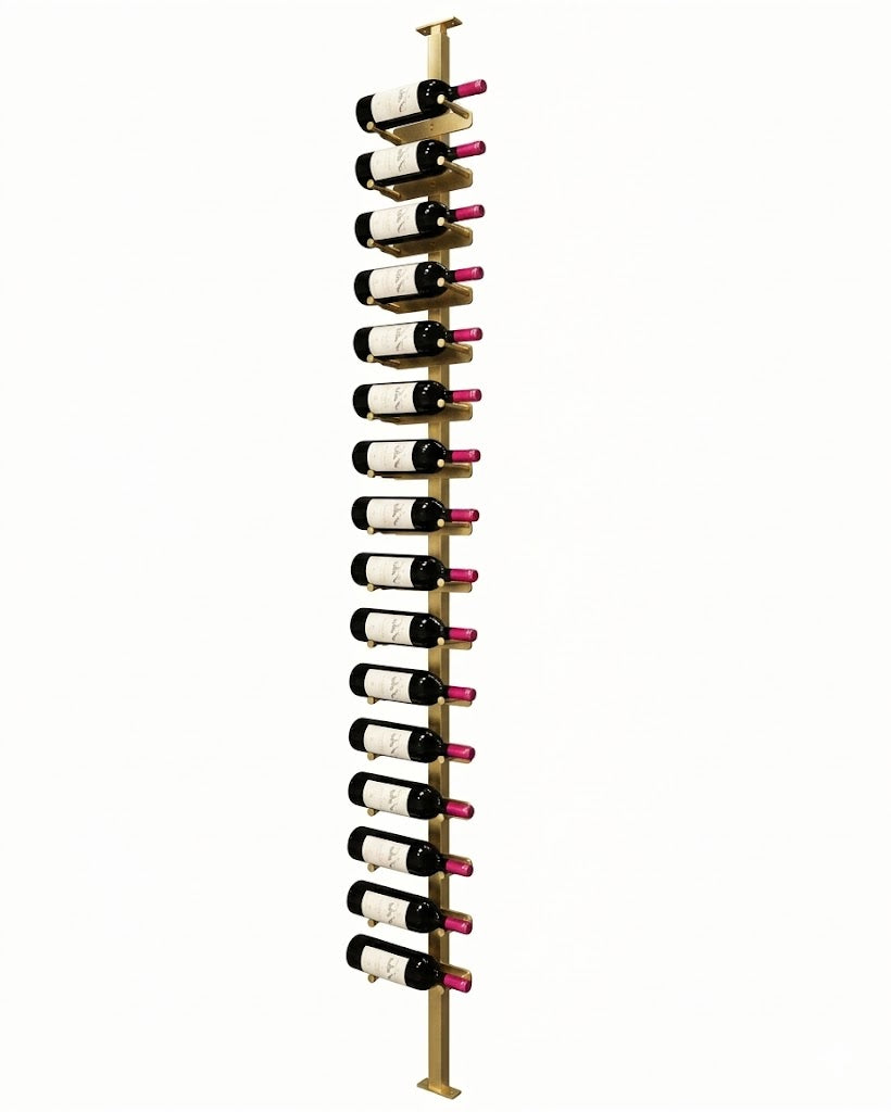 Kessick Somm Single Pole Label Forward Ceiling Mounted Wine Rack Single Deep Gold Pole