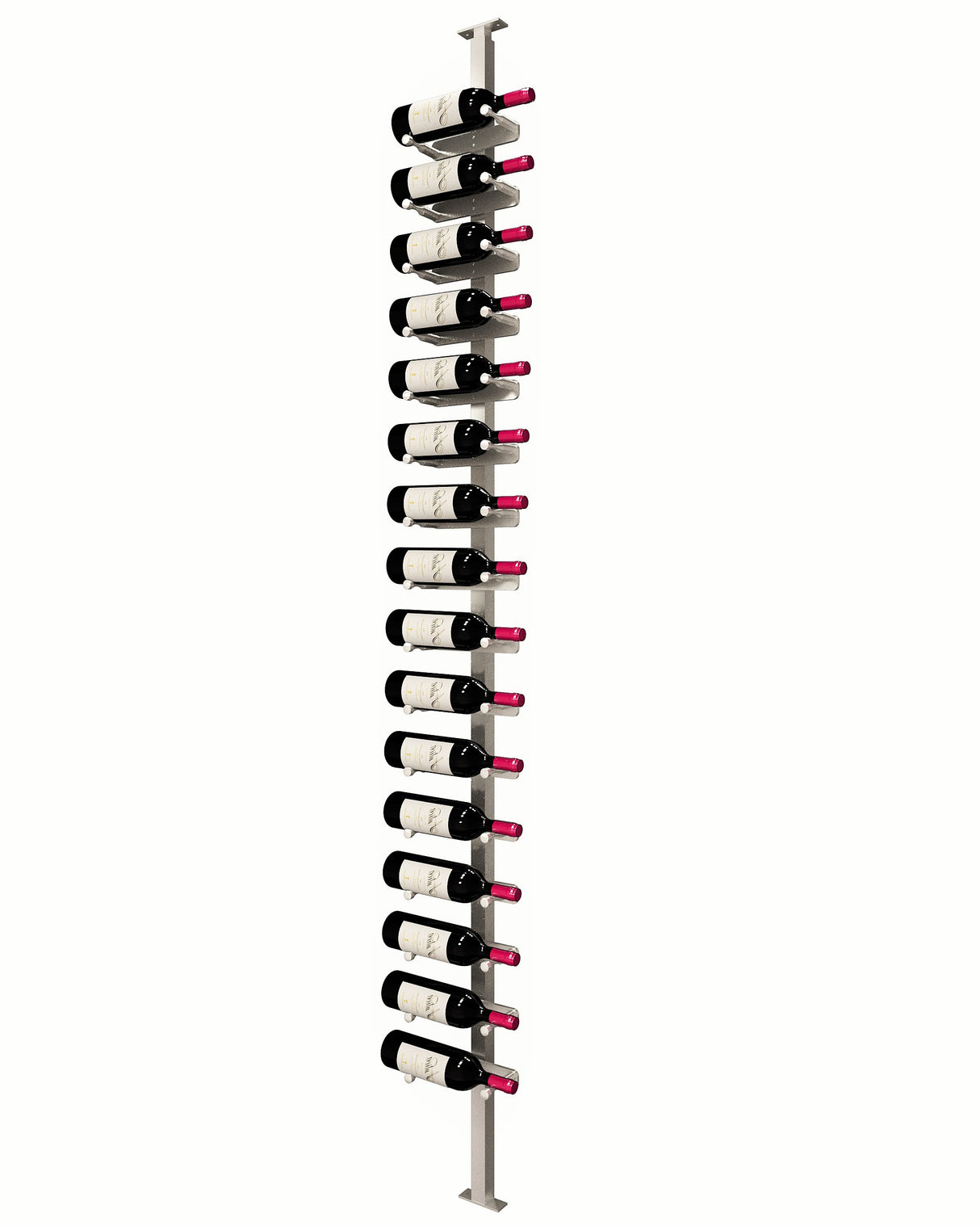 Kessick Somm Single Pole Label Forward Ceiling Mounted Wine Rack Single Deep Silver Pole