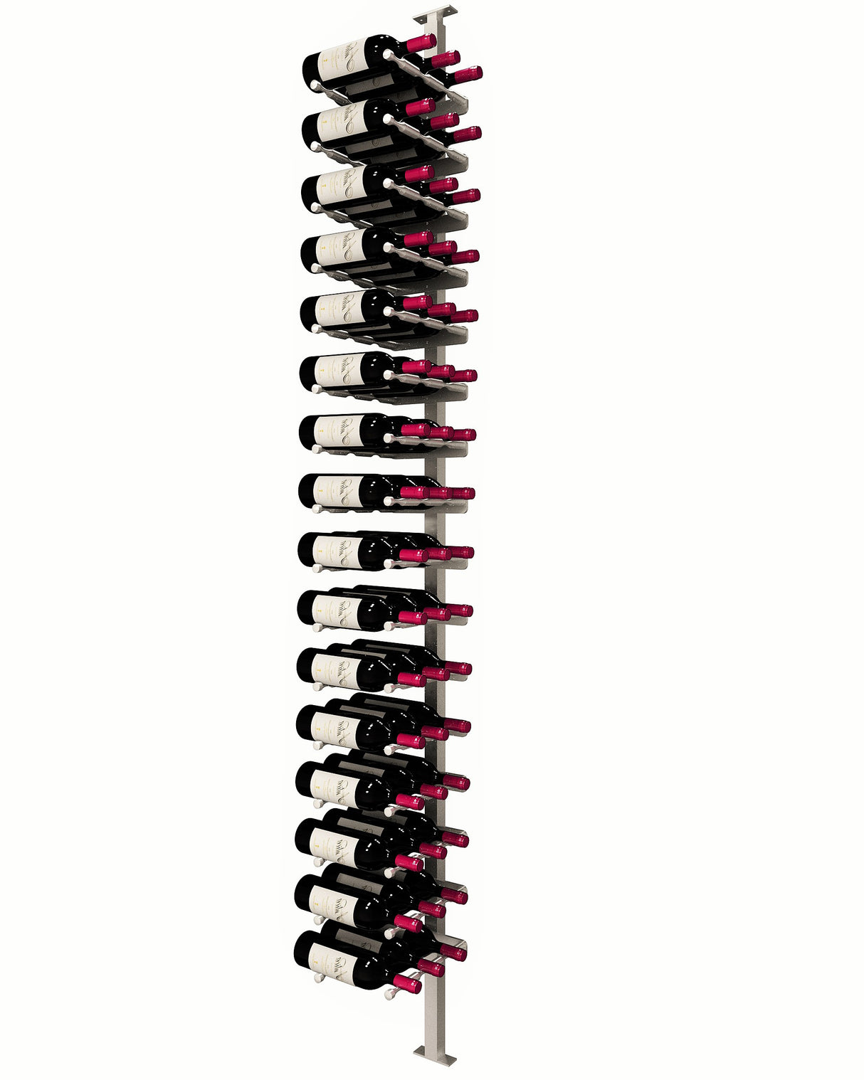 Kessick Somm Single Pole Label Forward Ceiling Mounted Wine Rack Triple Deep Silver Pole