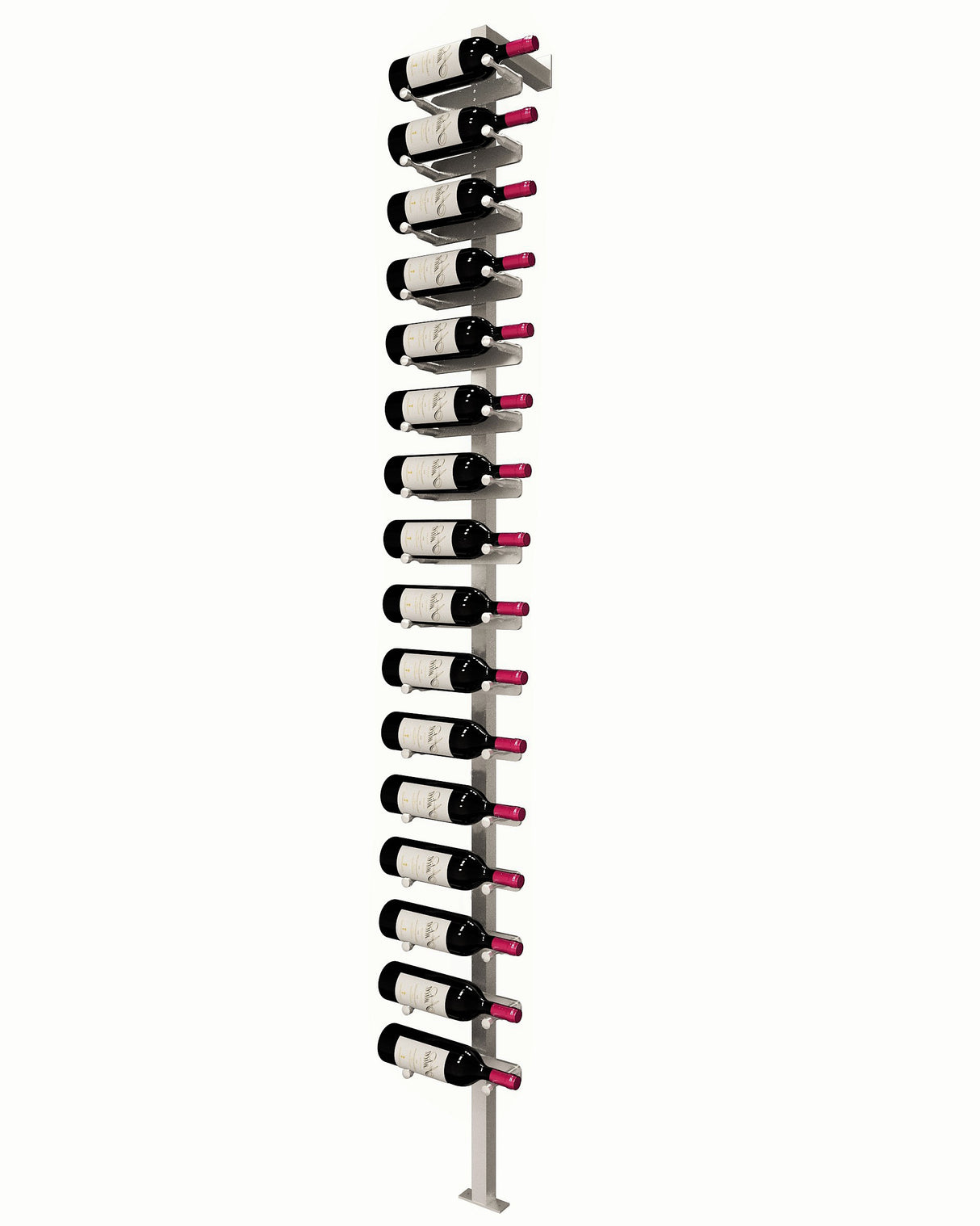Kessick Somm Single Pole Label Forward Wall Mounted Wine Rack 1 Deep Silver Pole