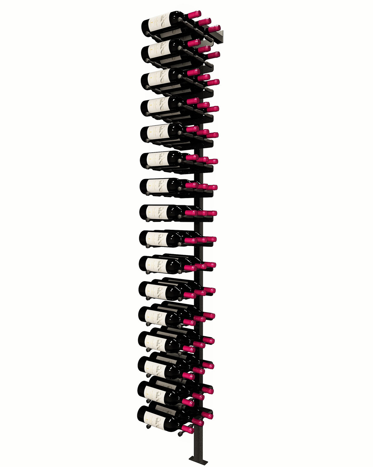 Kessick Somm Single Pole Label Forward Wall Mounted Wine Rack 3 Deep Black Pole