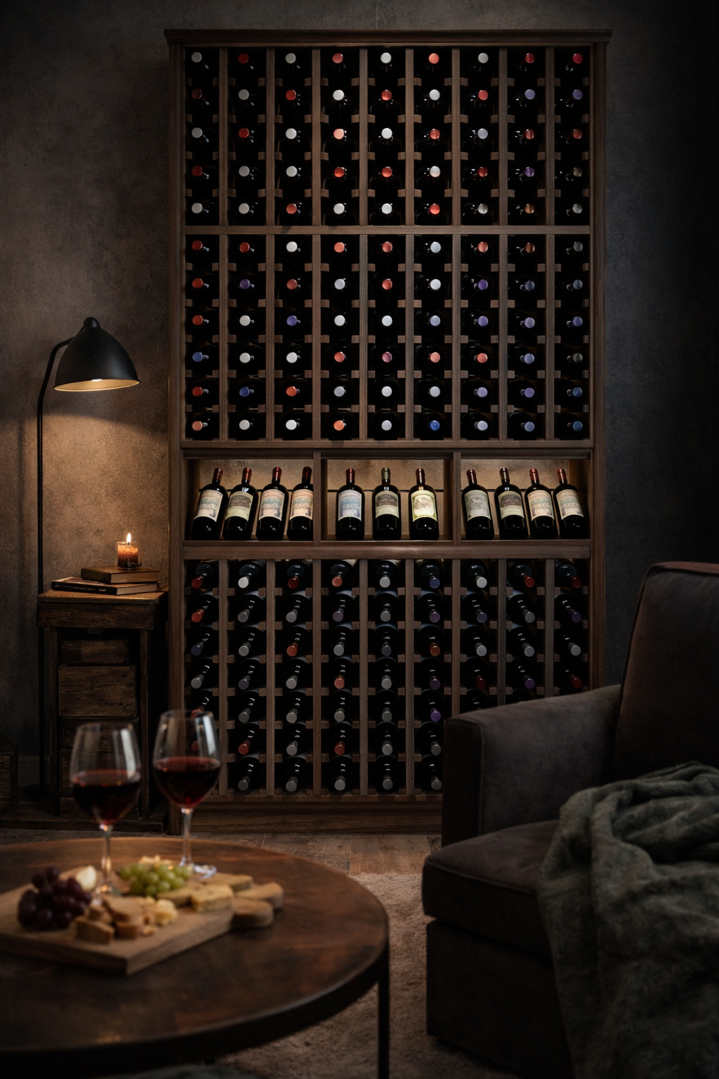 Kessick Tower Series 180-Bottle Hardwood Wine Cabinet