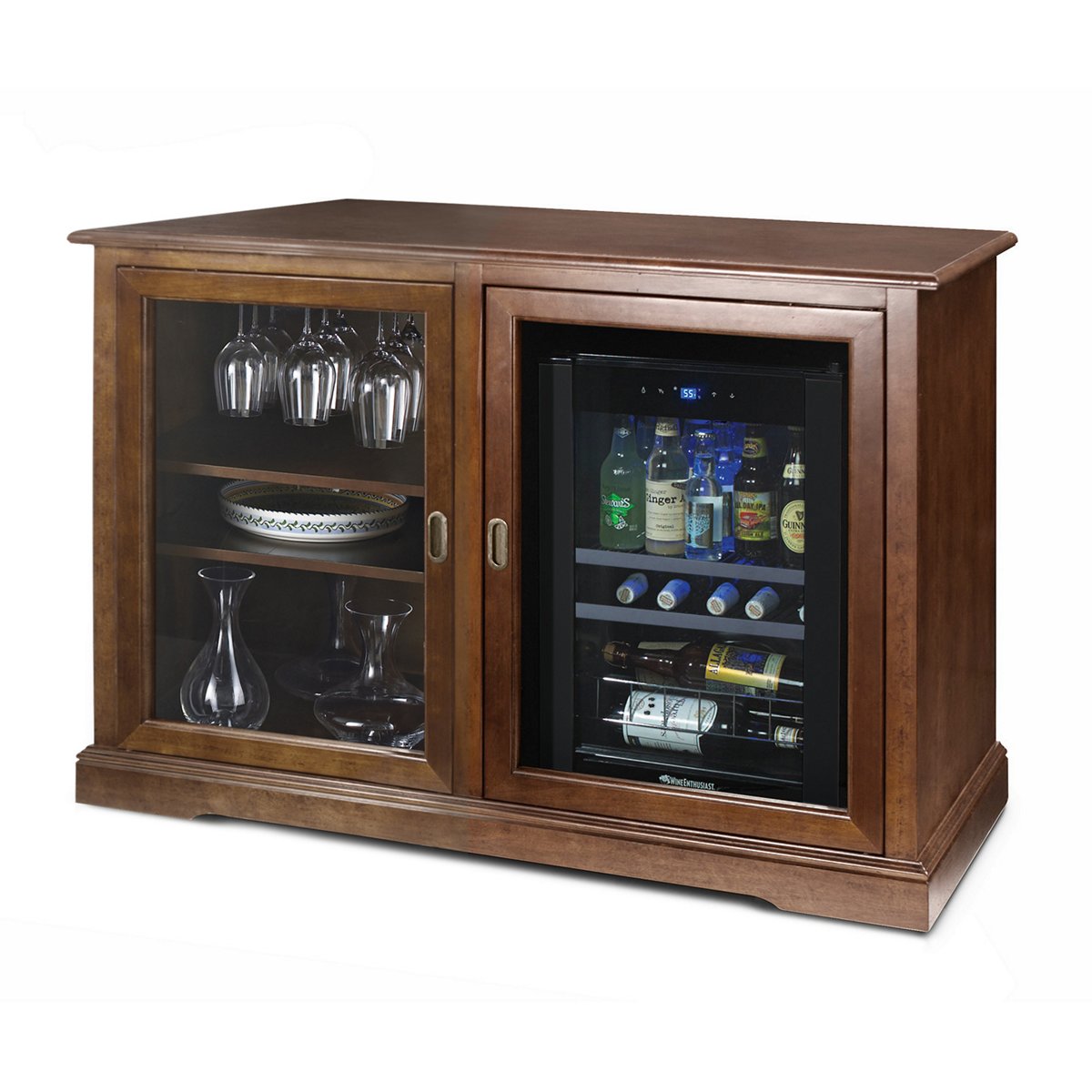 Siena Mezzo Wine Credenza (Walnut) with Wine Refrigerator