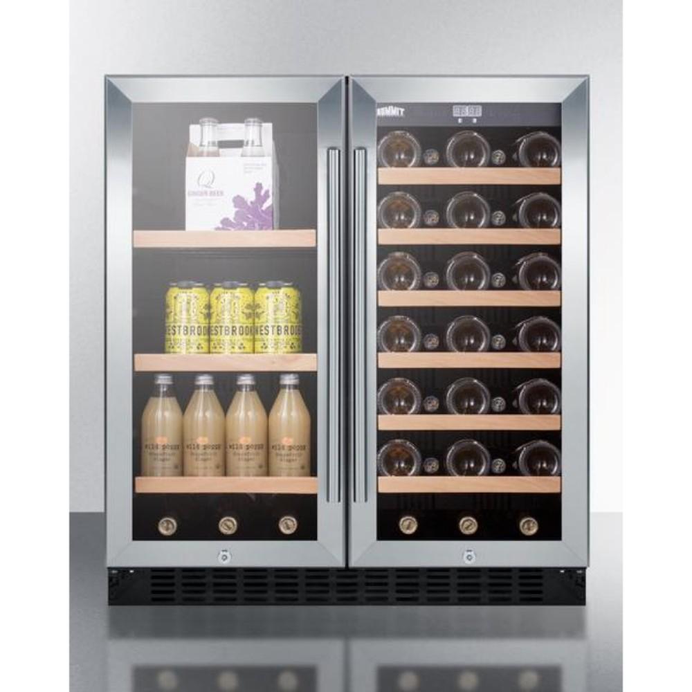Summit 30" Wide Built-In Undercounter Dual Zone Wine and Beverage Cooler SWBV3071