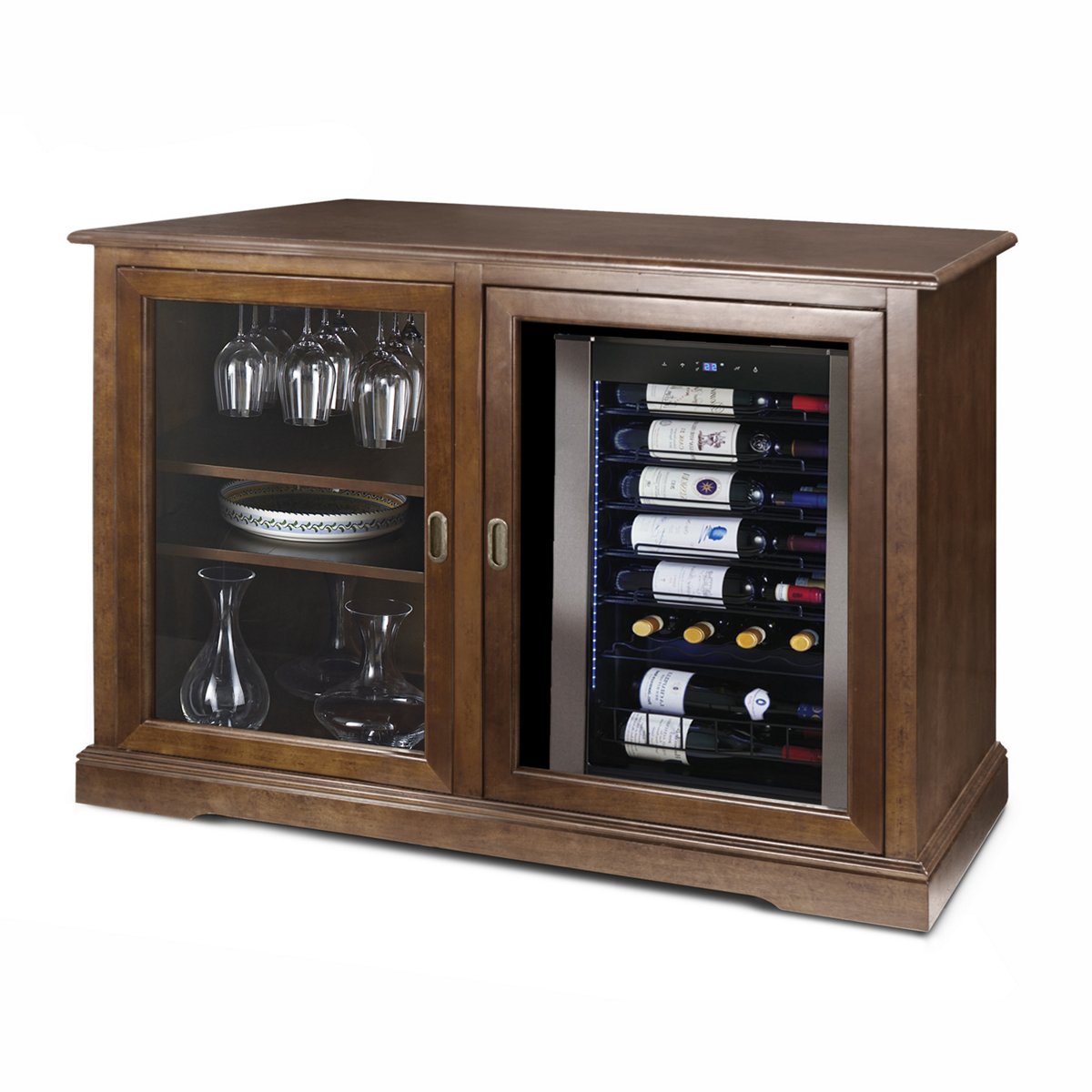 Siena Mezzo Wine Credenza (Walnut) with Wine Refrigerator