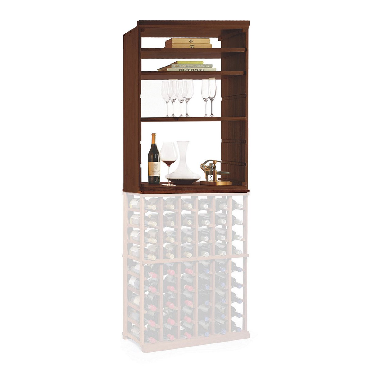 N'FINITY Wine Rack Kit - Hutch with Shelves (Dark Walnut Finish)