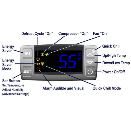 CellarPro 4000S Split System Cooling Unit controller close up with legend