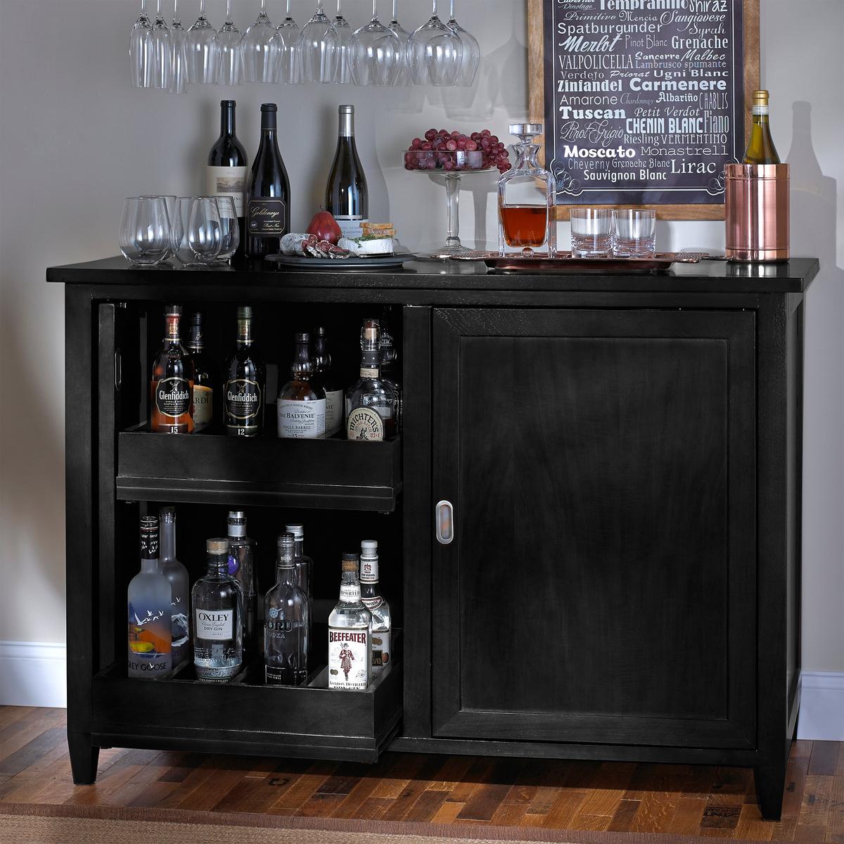 Firenze Mezzo Wine and Spirits Credenza with Cooling Storage Option (Nero)