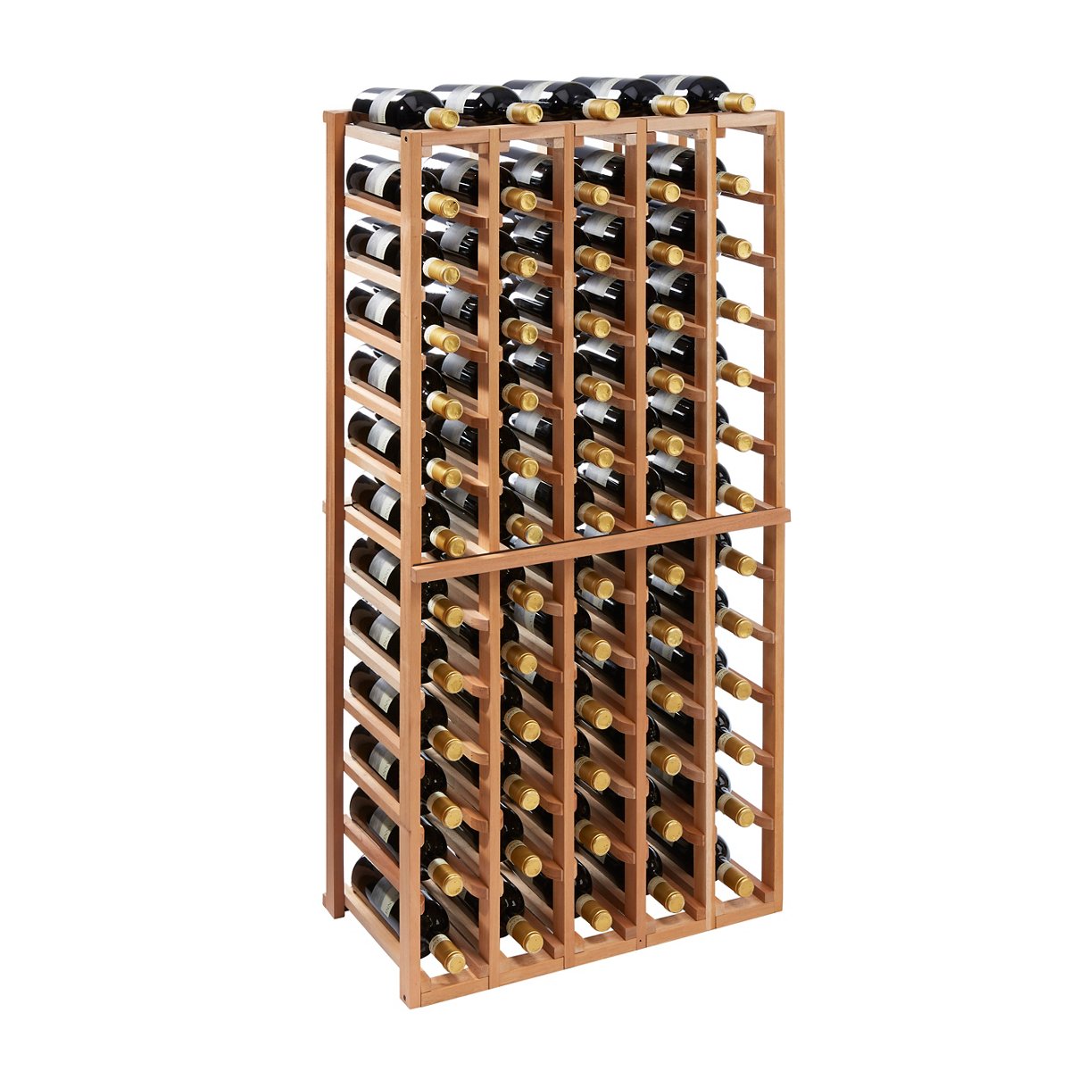 N'FINITY Mahogany Stackable 4 Foot Wine Rack - 5 Column