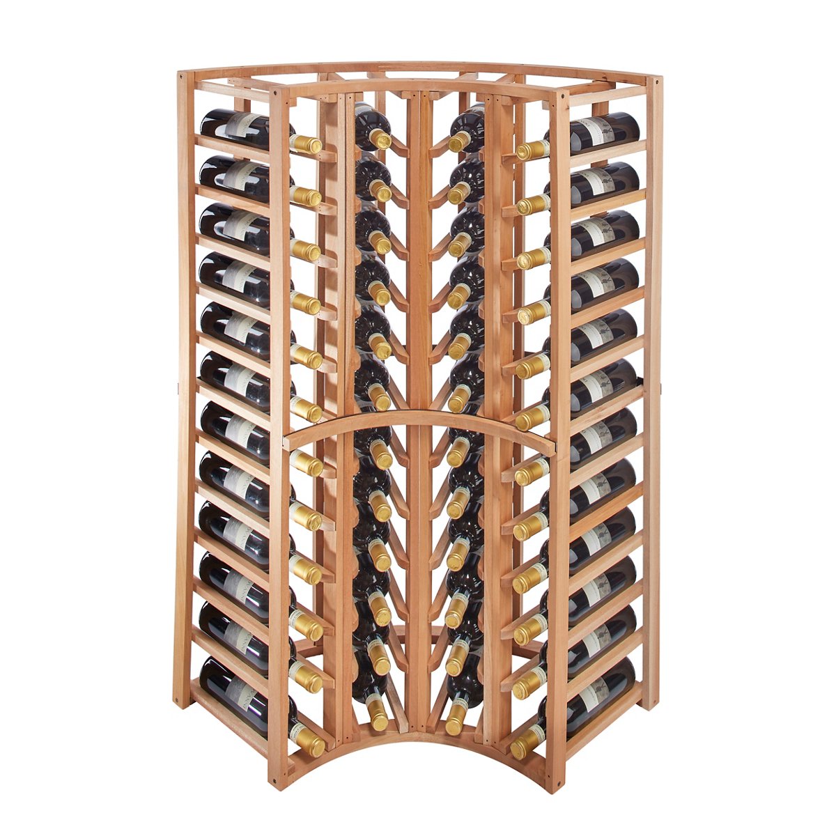 N'FINITY Mahogany Stackable 4 Foot Wine Rack - Curved Corner