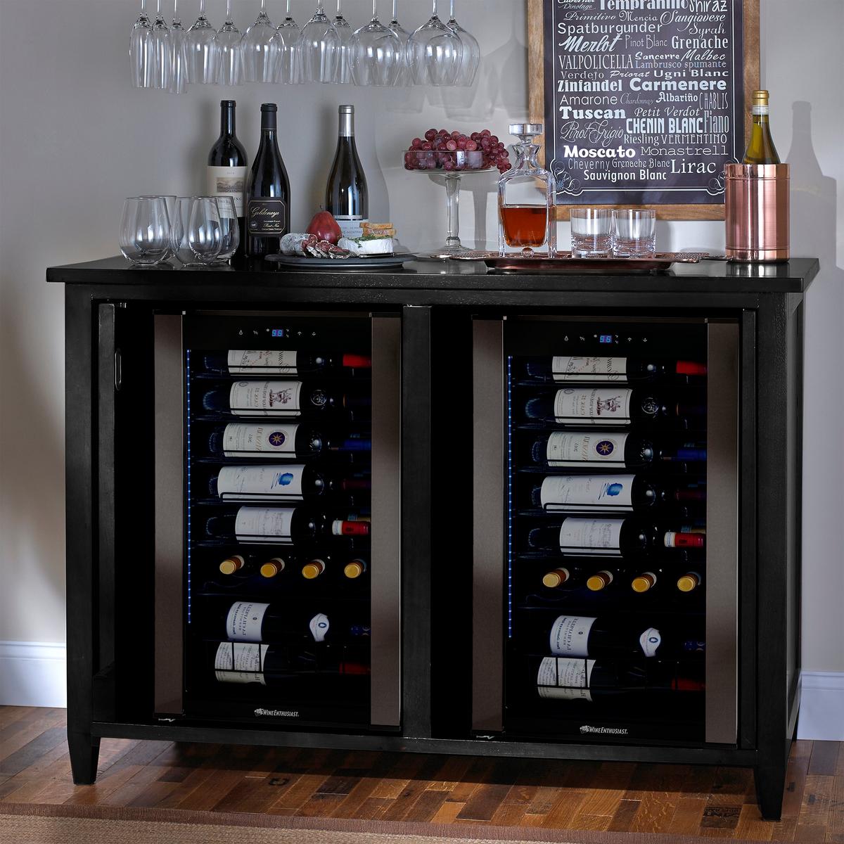 Firenze Mezzo Wine and Spirits Credenza with Cooling Storage Option (Nero)
