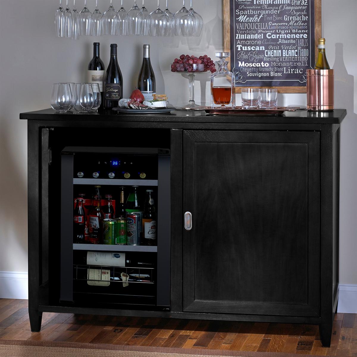 Firenze Mezzo Wine and Spirits Credenza with Cooling Storage Option (Nero)