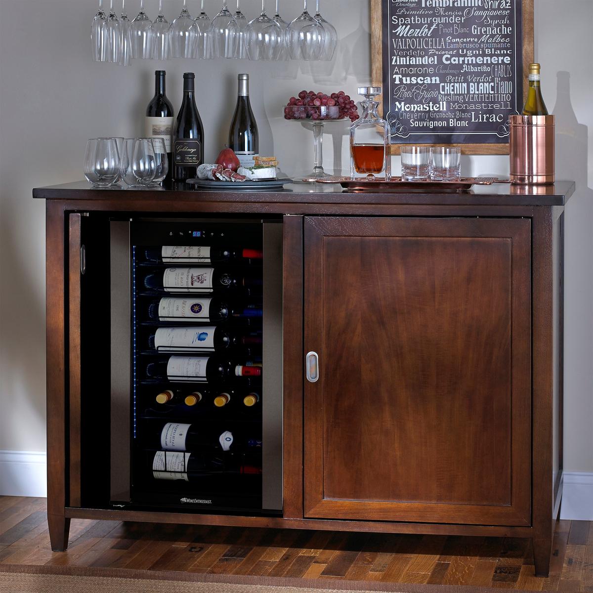 Firenze Mezzo Wine and Spirits Credenza with Cooling Storage Option (Espresso)