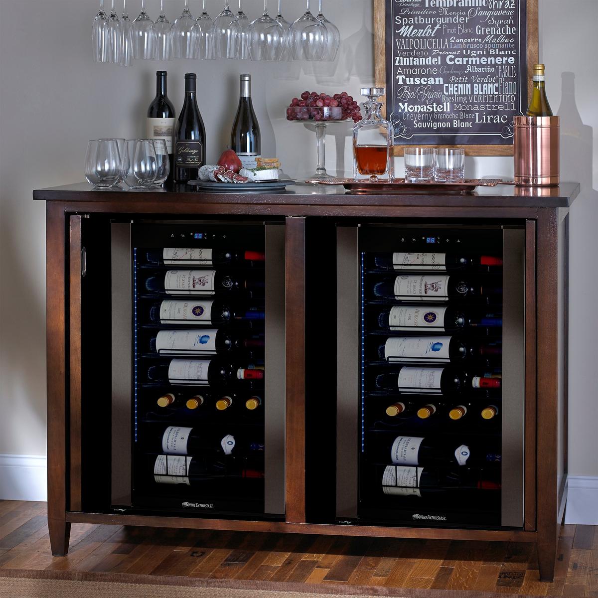 Firenze Mezzo Wine and Spirits Credenza with Cooling Storage Option (Espresso)