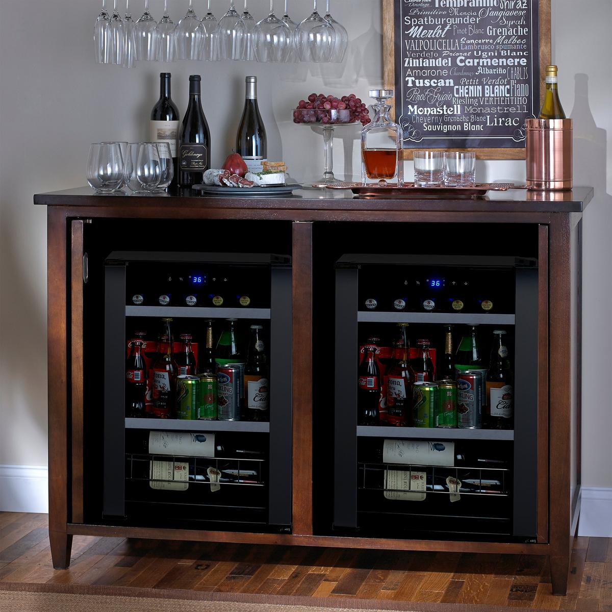 Firenze Mezzo Wine and Spirits Credenza with Cooling Storage Option (Espresso)
