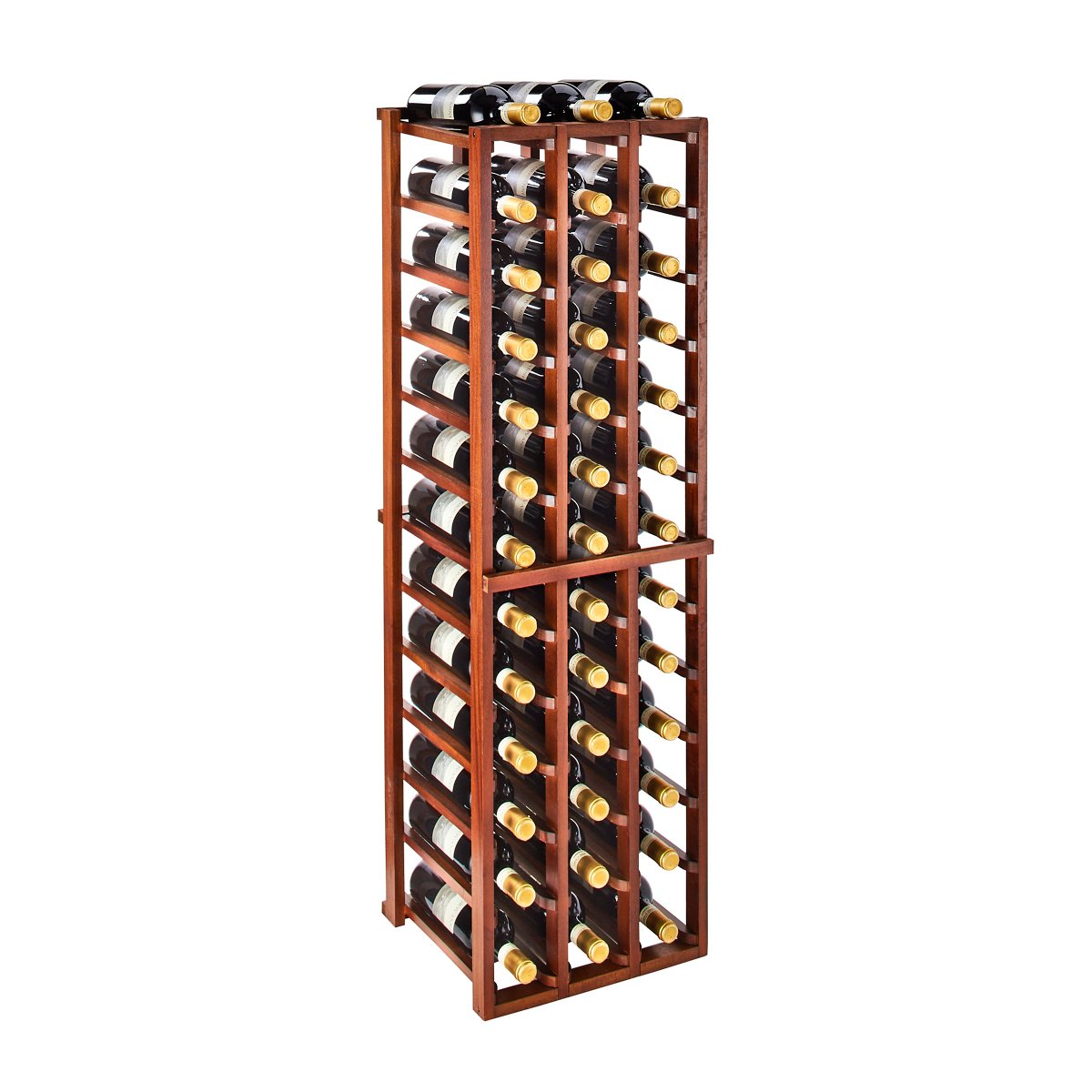 N'FINITY Walnut Stackable 4 Foot Wine Rack - 3 Column