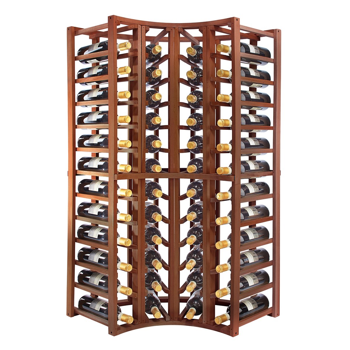 N'FINITY Walnut Stackable 4 Foot Wine Rack - Curved Corner