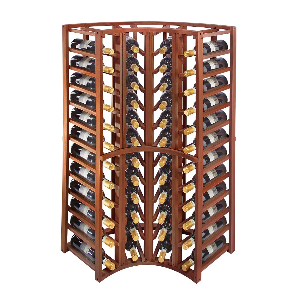 N'FINITY Walnut Stackable 4 Foot Wine Rack - Curved Corner