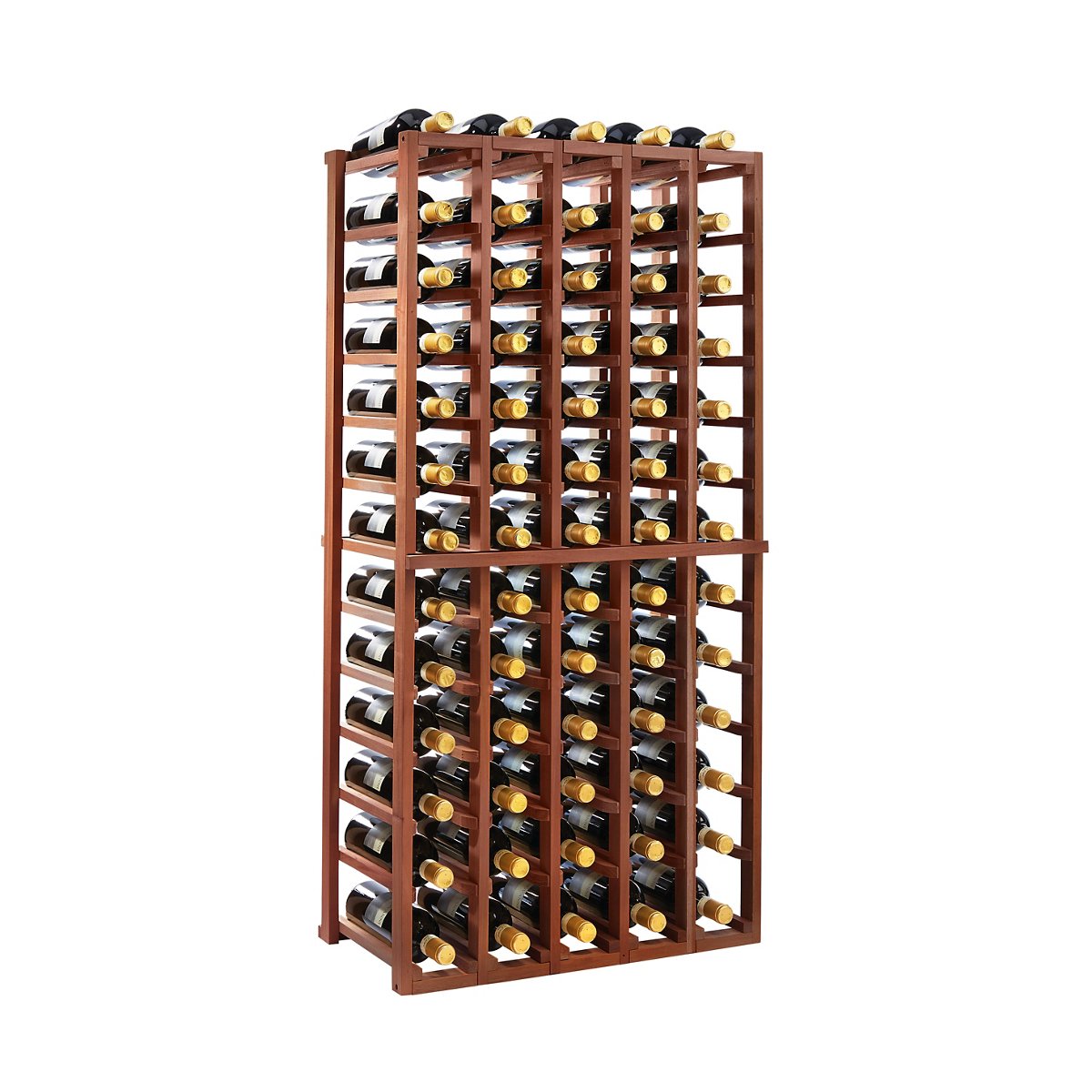 N'FINITY Walnut Stackable 4 Foot Wine Rack - 5 Column