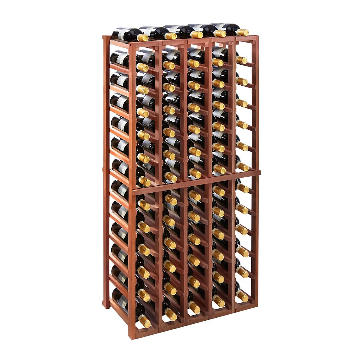 N'FINITY Walnut Stackable 4 Foot Wine Rack - 5 Column