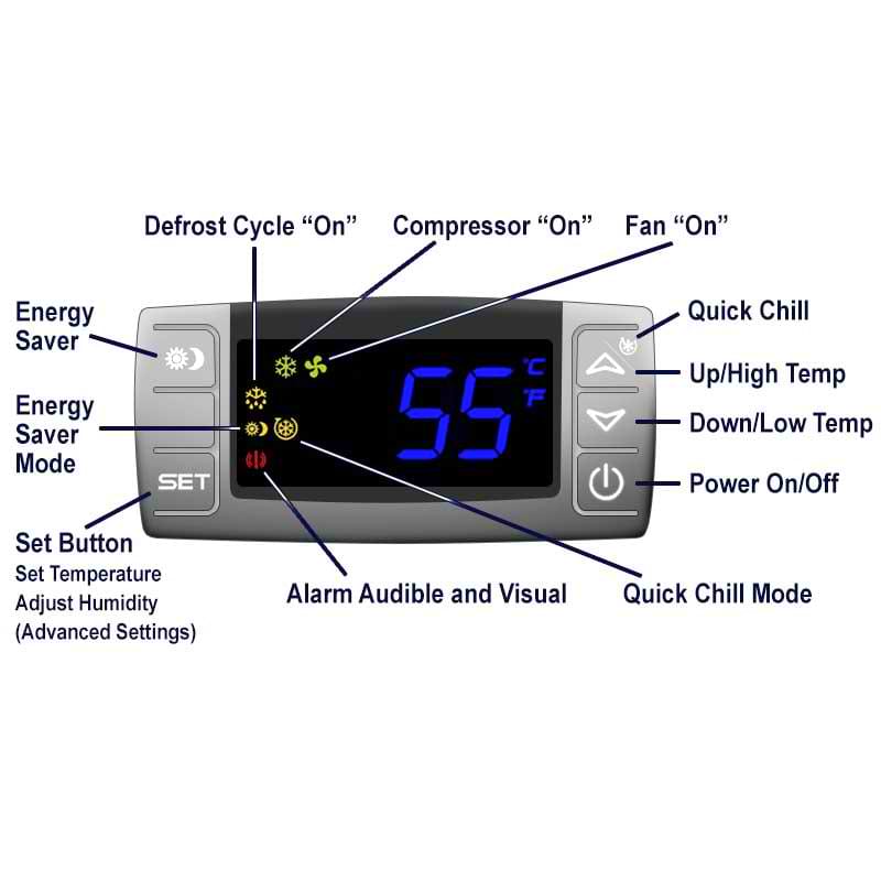 CellarPro Air Handler Split 8500 Outdoor controller closeup with legend