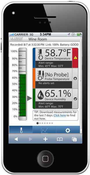 Wine Cellar Wireless Remote Temperature & Humidity Monitor - Wine Cooler Plus