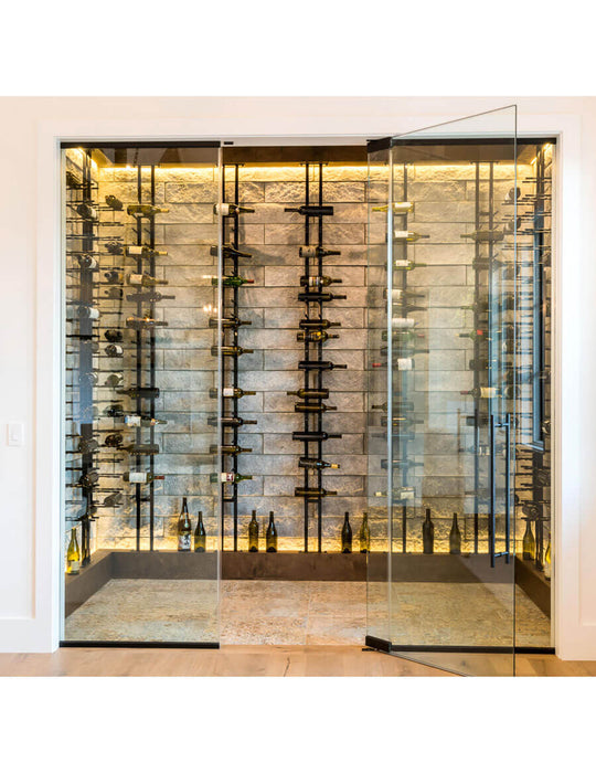 Floor-to-Ceiling Mounted Wine Rack Display - 1-Sided  (63 Bottles)