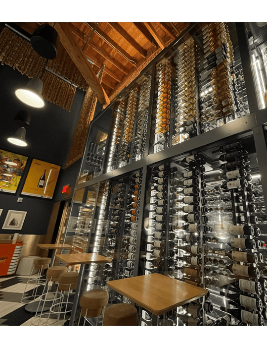 Floor-to-Ceiling Mounted Wine Rack Display - 2-Sided  (126 Bottles)