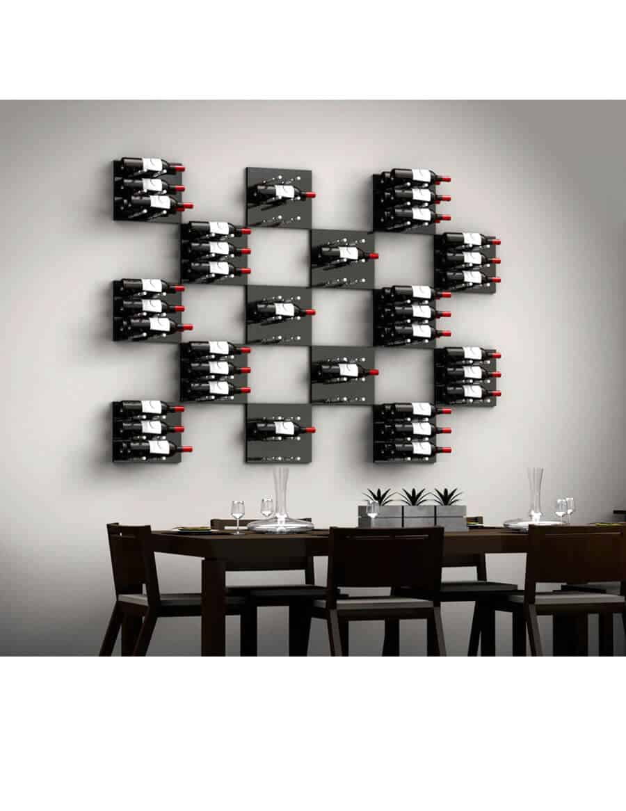 Fusion Wine Wall Panel (Label Forward)—Black Acrylic (6 Bottles)