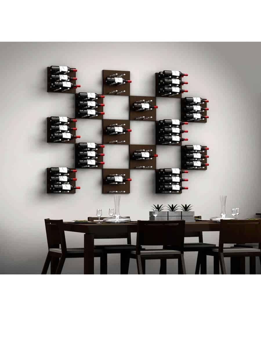 Fusion Wine Wall Panel (Label Forward) - Dark Finish (6 Bottles)