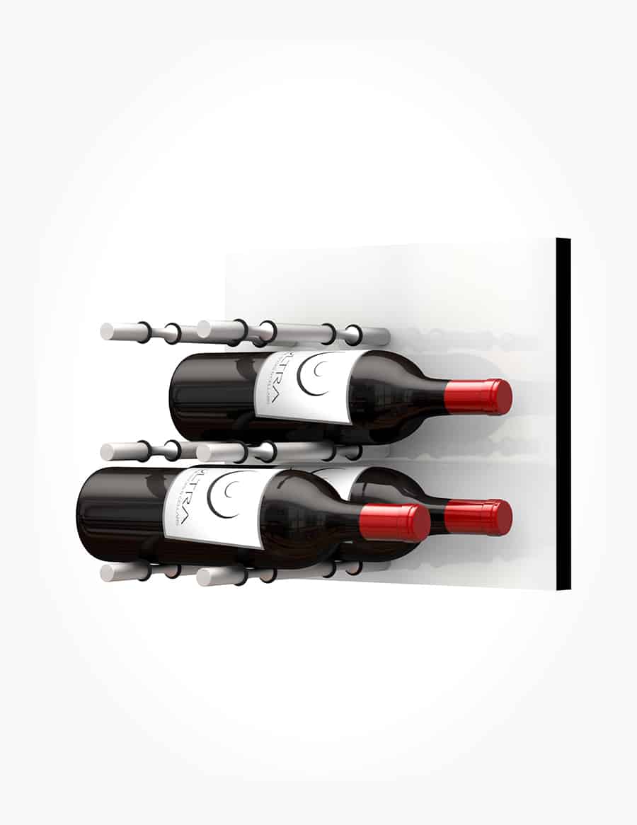 Fusion Wine Wall Panel (Label Forward) - White Acrylic  (3 To 9 Bottles)