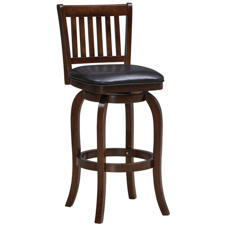 Slatted Back Wood Barstool with a Square Seat