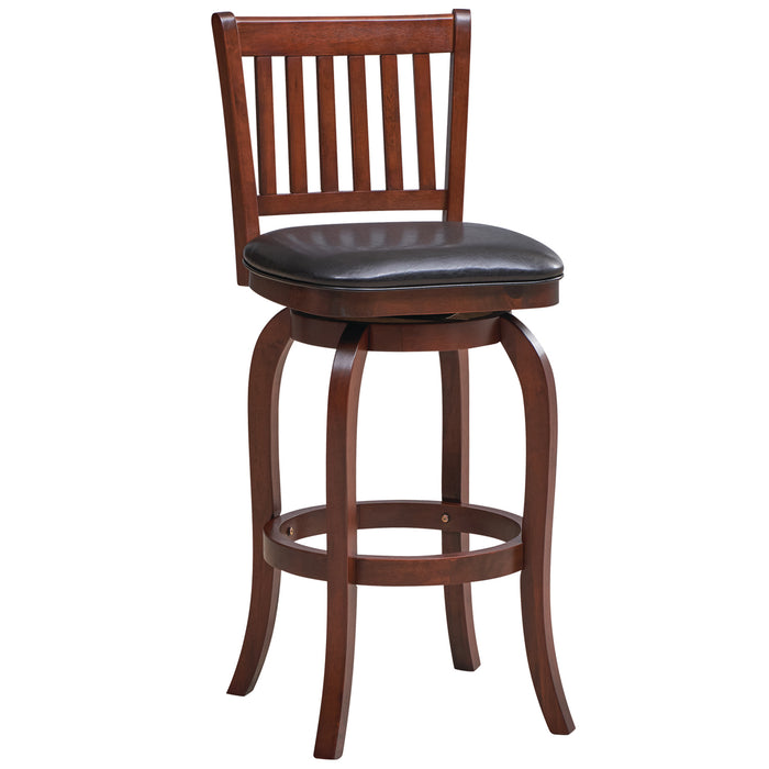Slatted Back Wood Barstool with a Square Seat