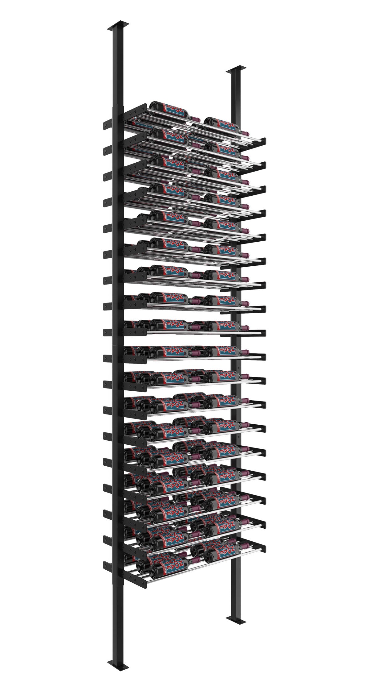 VintageView Evolution Wine Wall Post 10′ 2C Kit: Label Forward Wine Rack Kit (2 sided, 72 to 144 bottles)