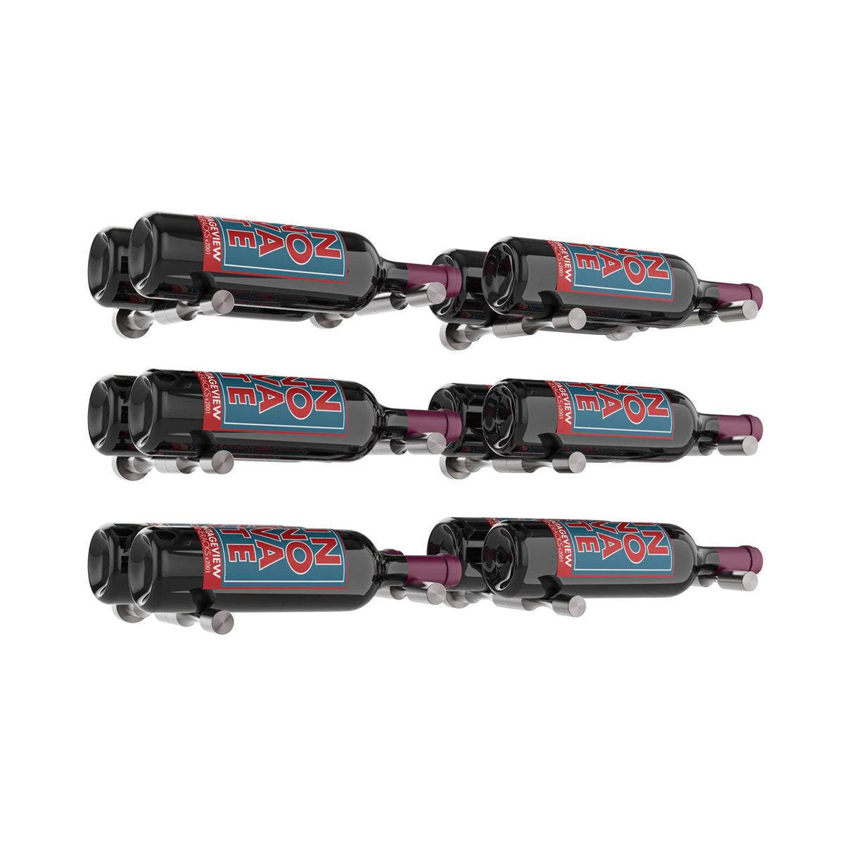 VintageView Vino Pins Designer Kit (6-bottle layout): Wall Mounted Wine Rack Display