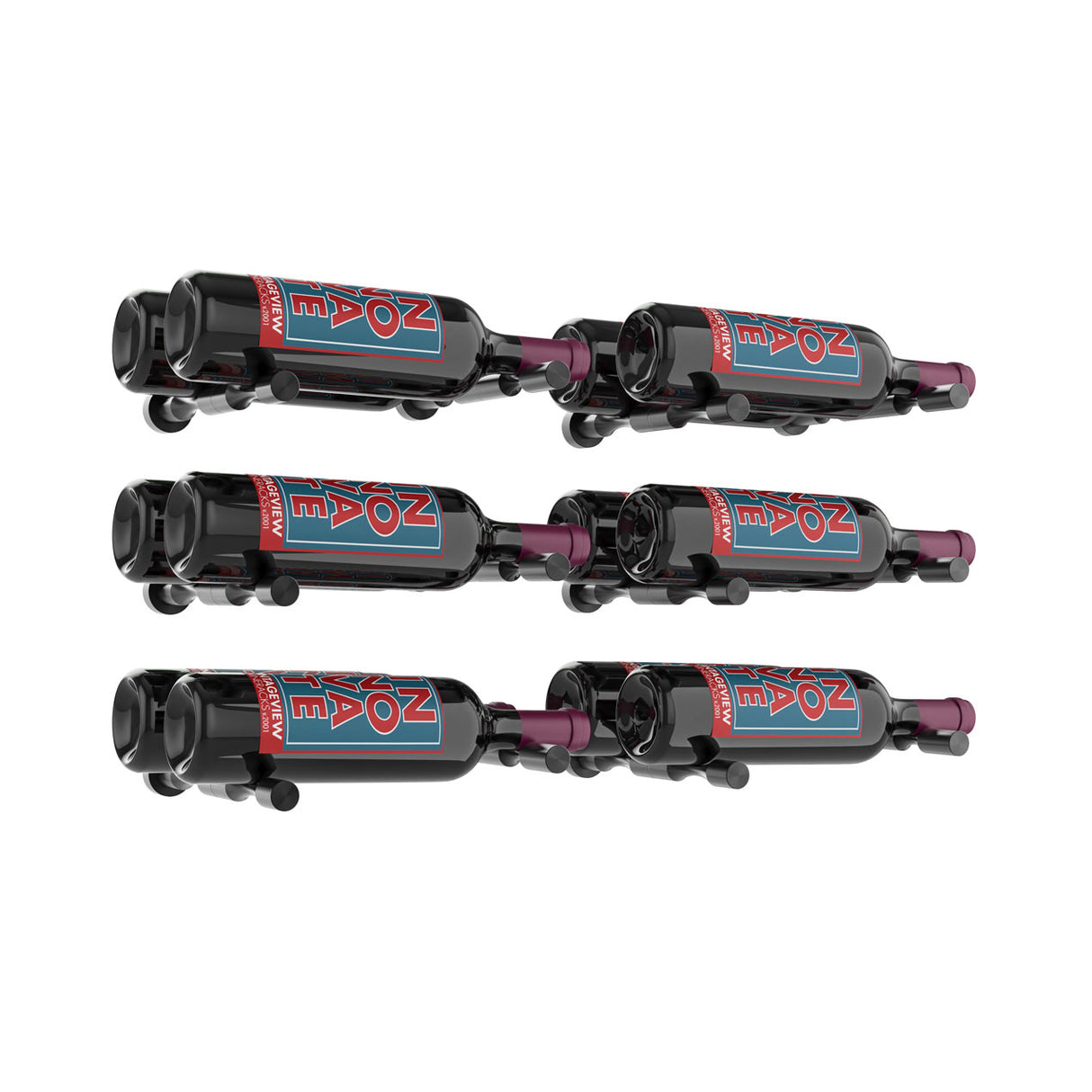 VintageView Vino Pins Designer Kit (6-bottle layout): Wall Mounted Wine Rack Display