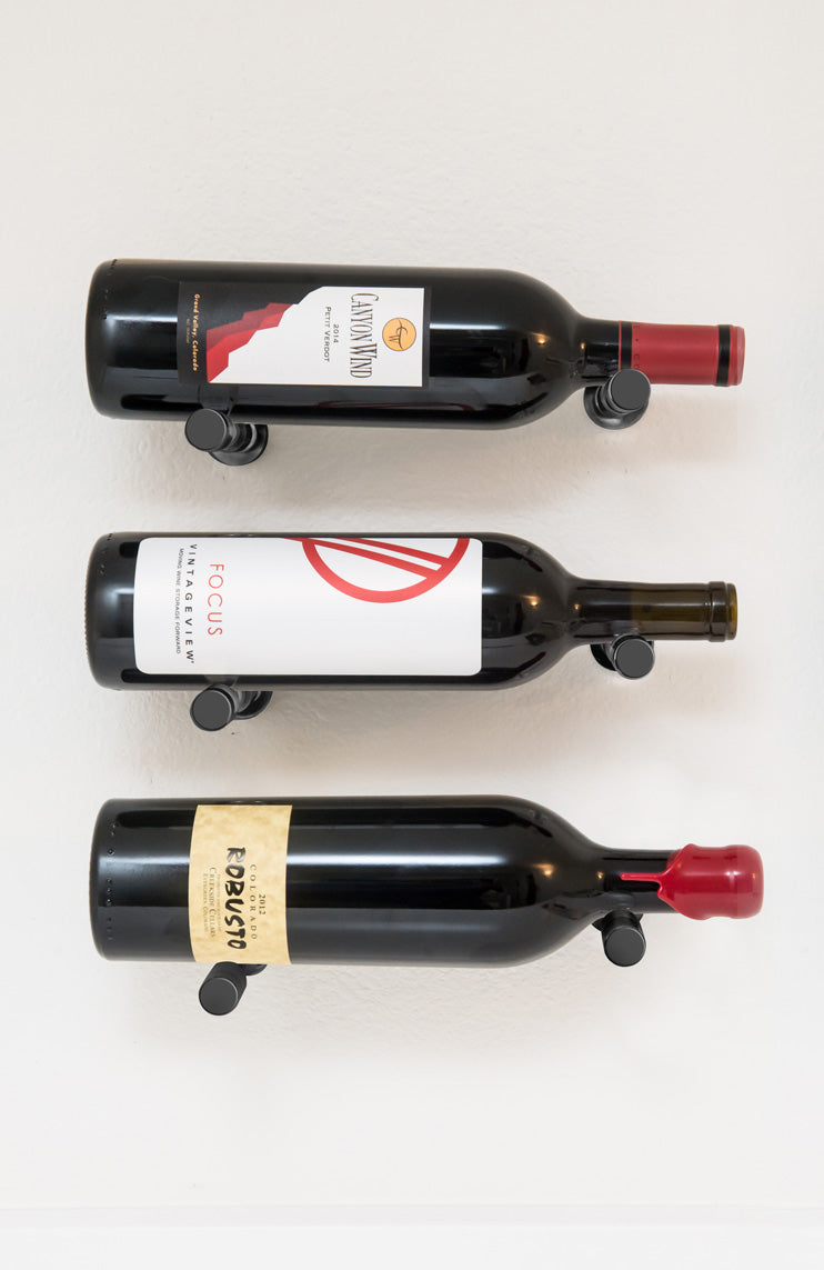 VintageView Vino Pins Designer Kit (3-bottle layout): Wall Mounted Wine Rack Display