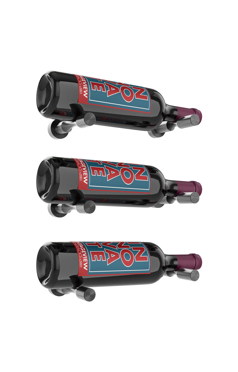 VintageView Vino Pins Designer Kit (3-bottle layout): Wall Mounted Wine Rack Display