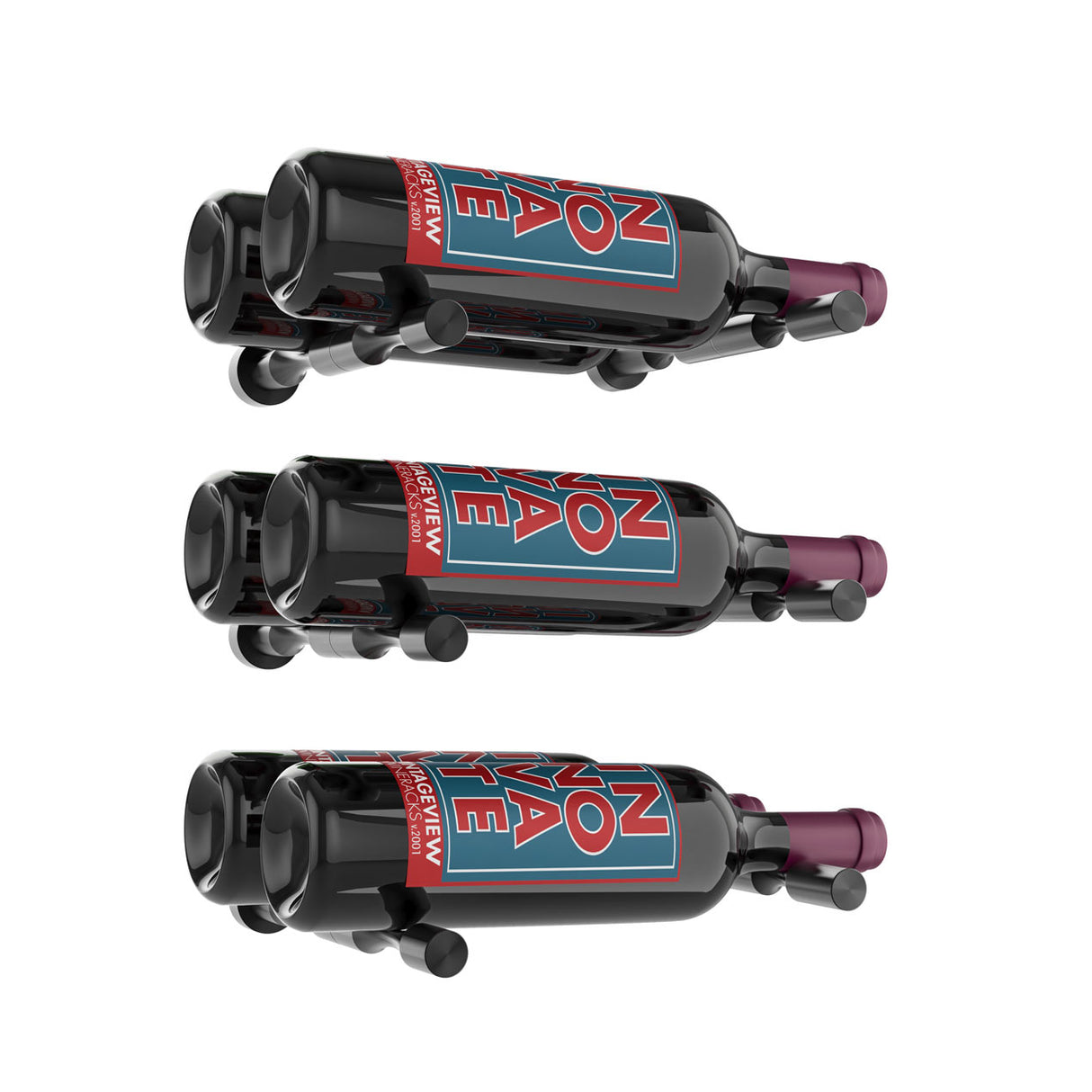 VintageView Vino Pins Designer Kit (3-bottle layout): Wall Mounted Wine Rack Display