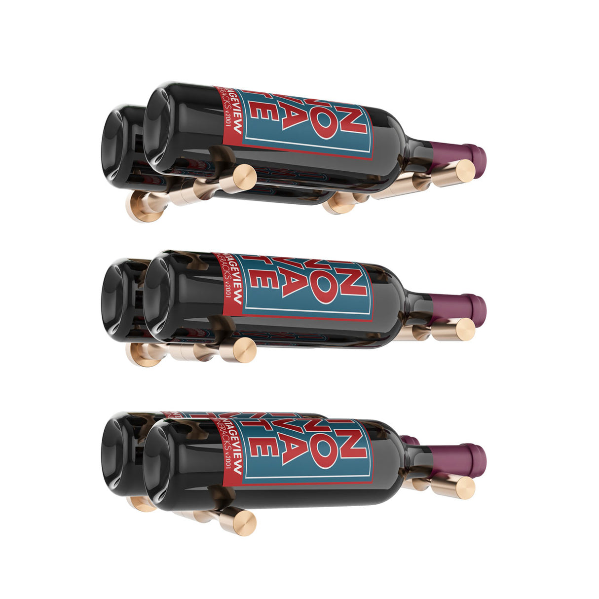 VintageView Vino Pins Designer Kit (3-bottle layout): Wall Mounted Wine Rack Display