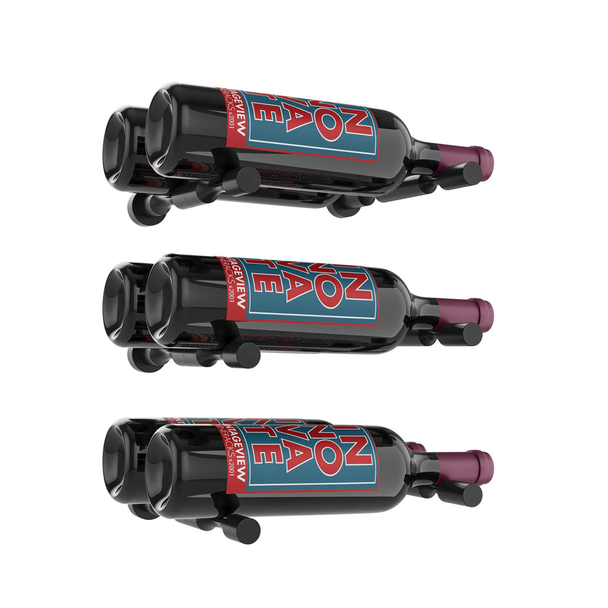 VintageView Vino Pins Designer Kit (3-bottle layout): Wall Mounted Wine Rack Display