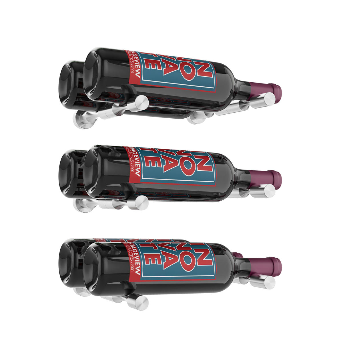 VintageView Vino Pins Designer Kit (3-bottle layout): Wall Mounted Wine Rack Display