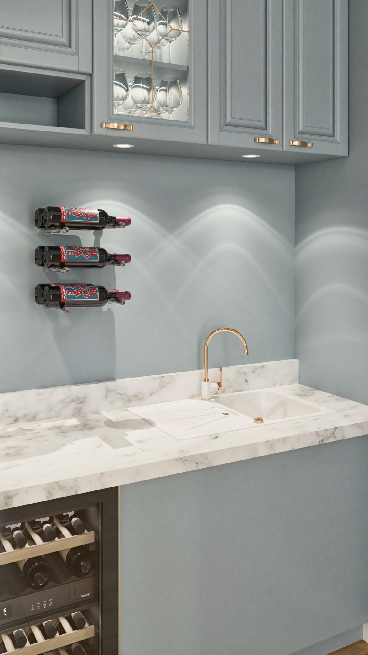 VintageView Vino Pins Designer Kit (3-bottle layout): Wall Mounted Wine Rack Display