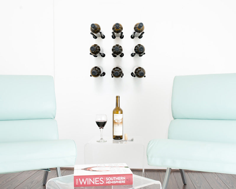 VintageView Vino Rails Designer Kit (9 bottles): Cork Forward Wall Mounted Wine Rack Display