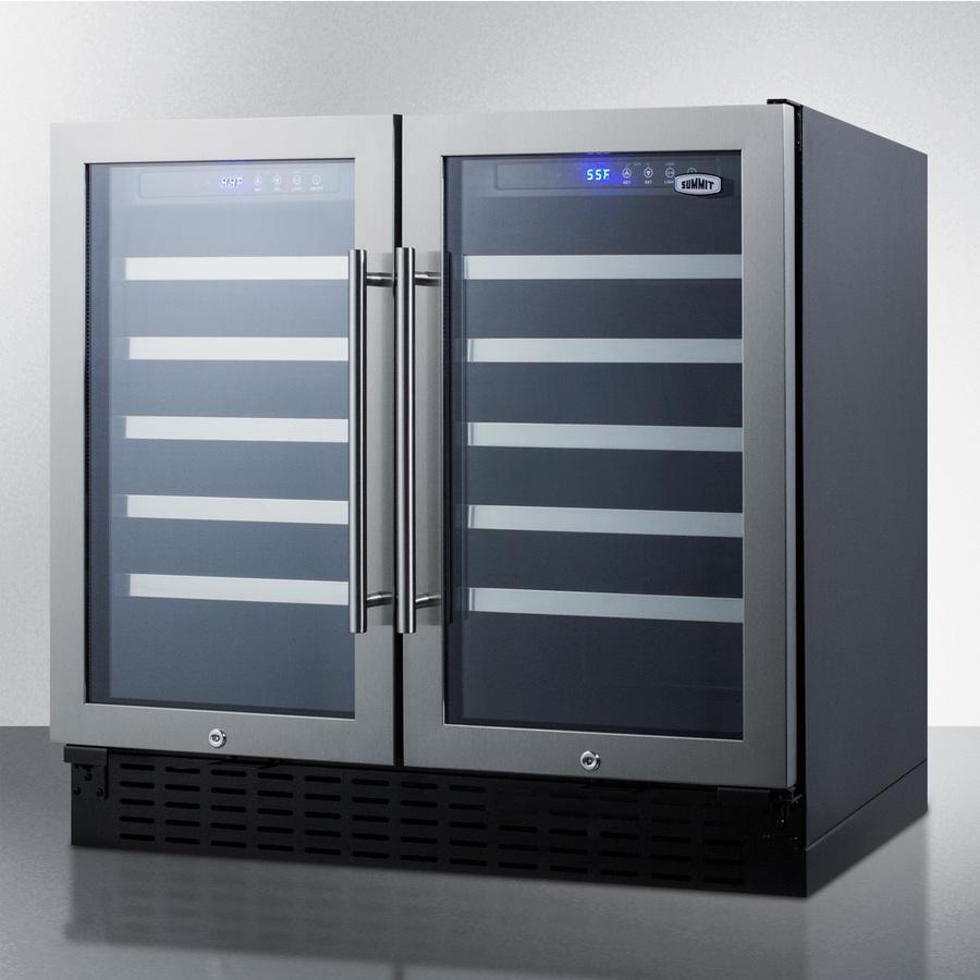Summit Dual Zone Side by Side Stainless Steel Wine Cooler SWC3668